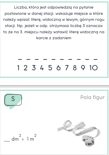 Pola figur płaskich, stacje zadaniowe - klasa 4