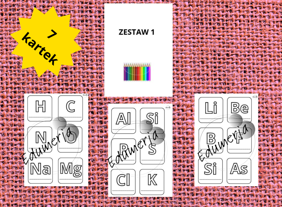 Proste karty z symbolami pierwiastków - DO KOLOROWANIA – idealne na lekcje chemii, powtórki, zastępstwa i zadania dla chętnych! Do pobrania i wydrukowania od razu