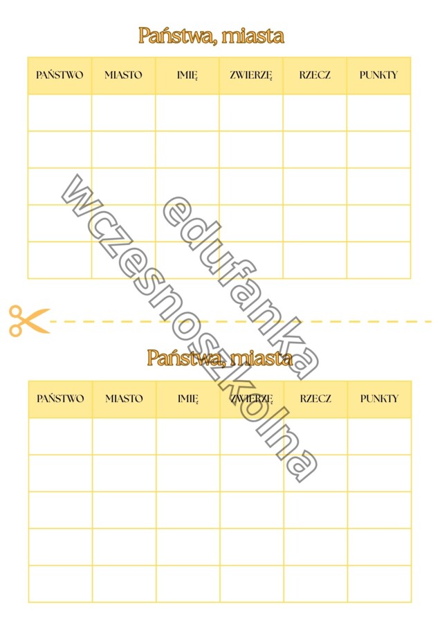Państwa, miasta - gra słowna