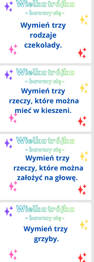 Wymień trzy rzeczy...