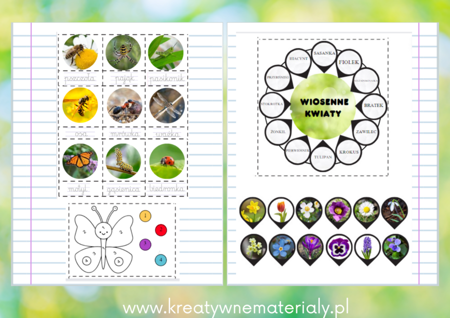 Wklejki do zeszytu - wiosna