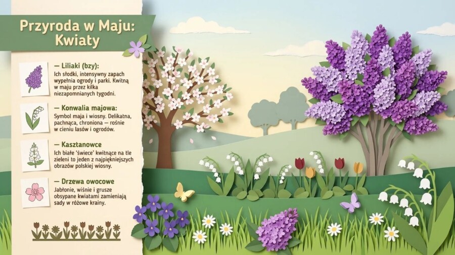 Maj - święta, tradycje i przyroda. Prezentacja edukacyjna / gazetka szkolna