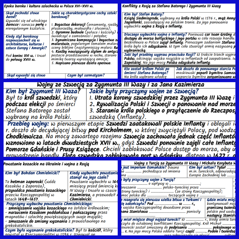 Dzieje i kultura Rzeczpospolitej w XVI–XVII w. NOTATKI