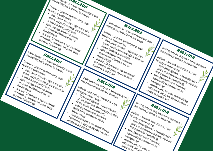 BALLADA – cechy – wklejka - gatunek synkretyczny