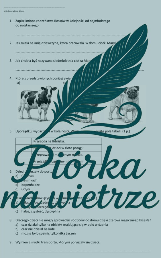 Test znajomości lektury - Czerwone krzesło