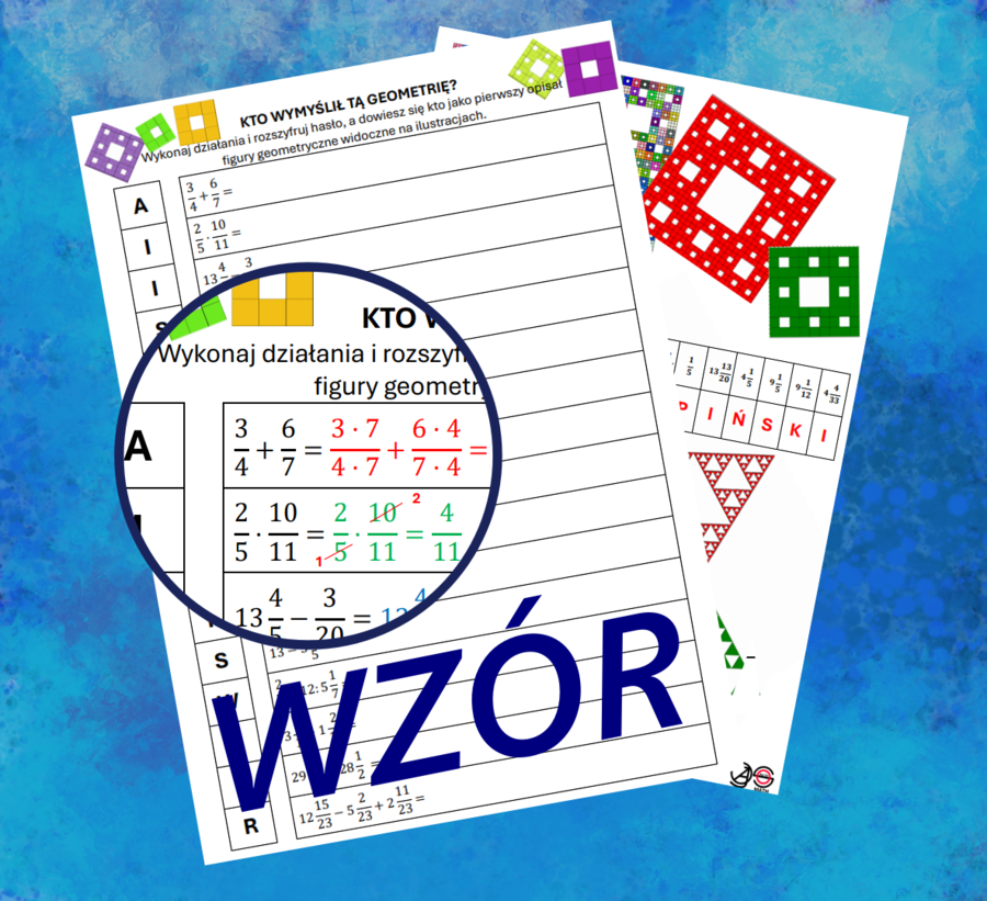 (klasa 6 klasa 7) Działania (wszystkie) na ułamkach zwykłych z hasłem.