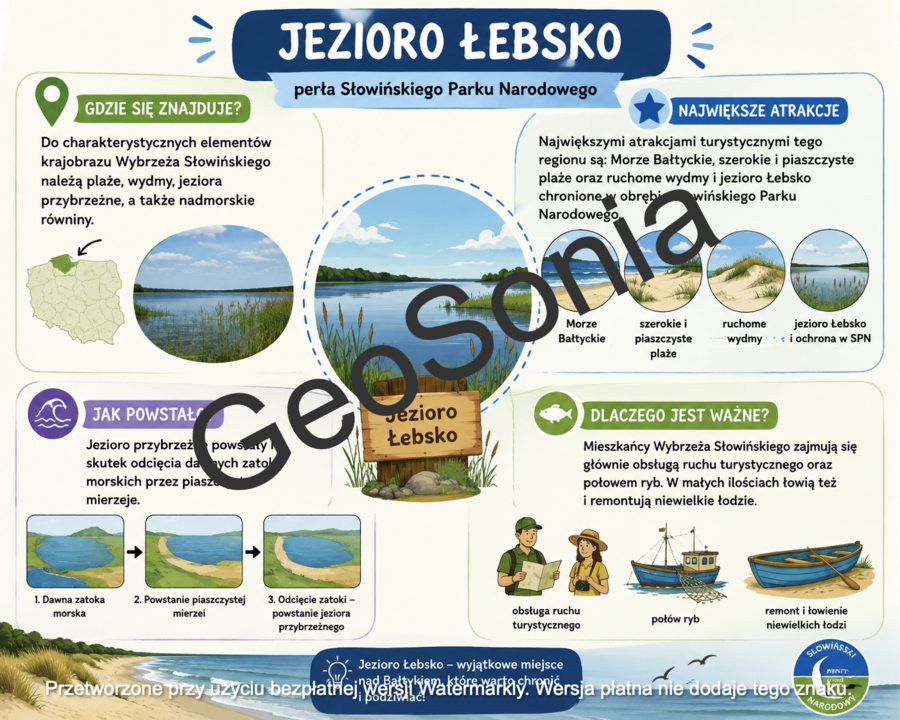 Krajobraz nadmorski Wybrzeża Słowińskiego   geografia klasa 5 sketchnotka