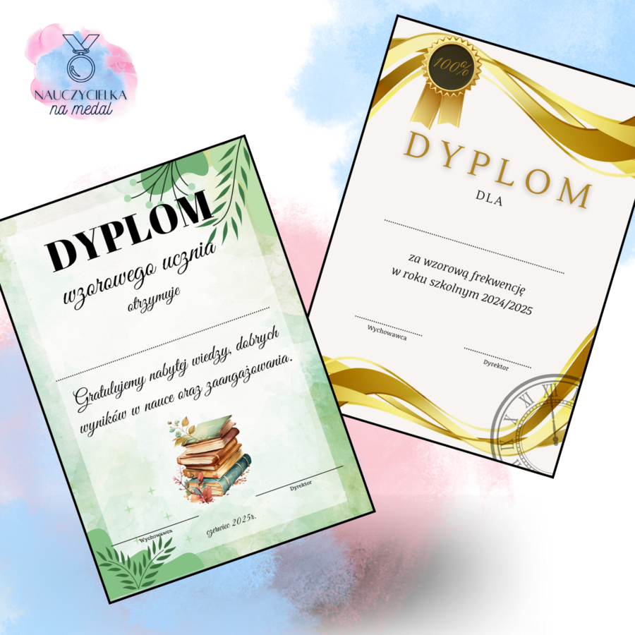 Dyplomy na zakończenie roku szkolnego 2024/2025