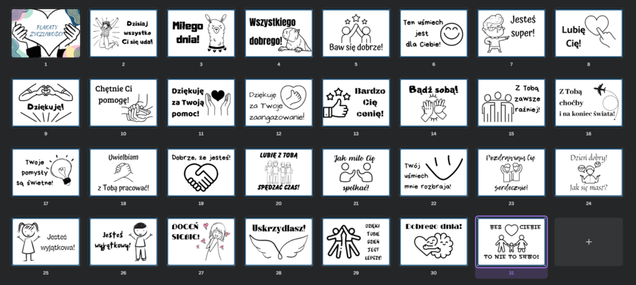 Plakaty życzliwości - miłe słowa