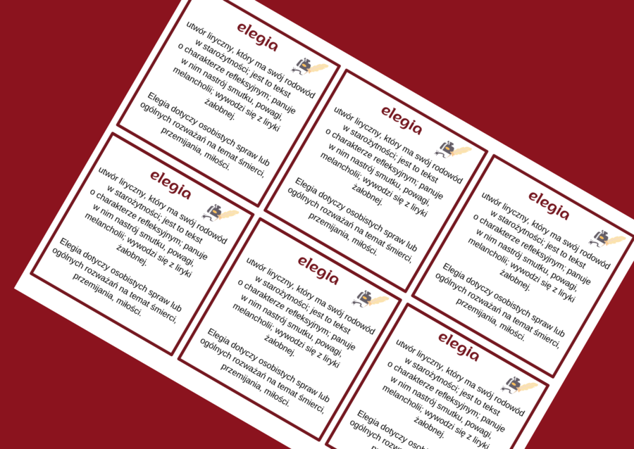 ELEGIA - cechy - wklejka - liryka