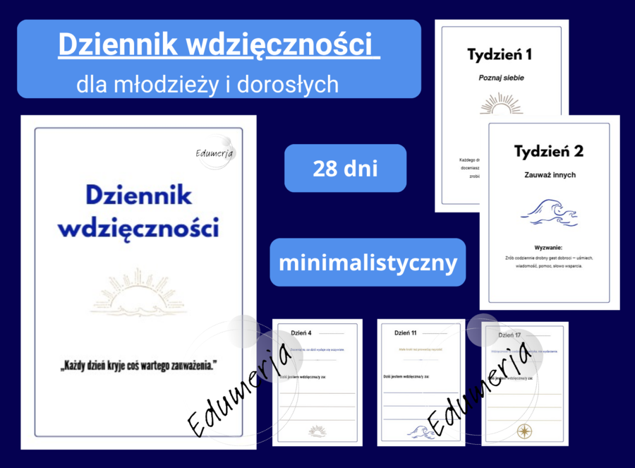 Dziennik wdzięczności – minimalistyczny (dla licealistów i dorosłych)