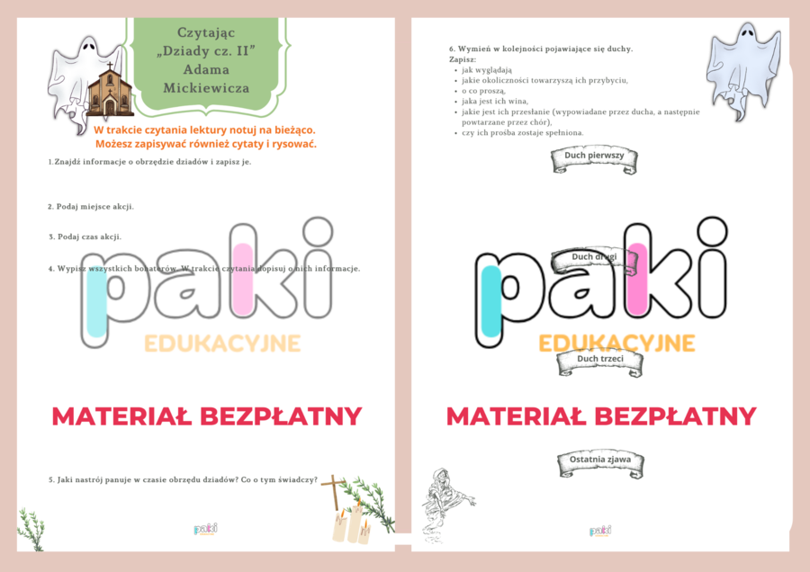 Czytając "Dziady" cz. II - karta pracy