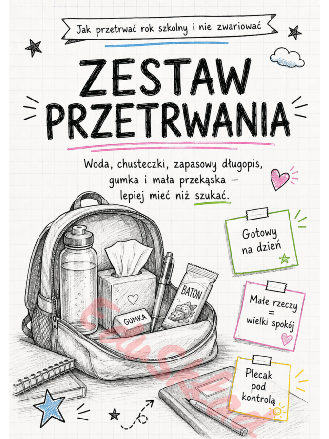 Jak przetrwać rok szkolny i nie zwariować – gazetka ścienna w stylu zeszytowym