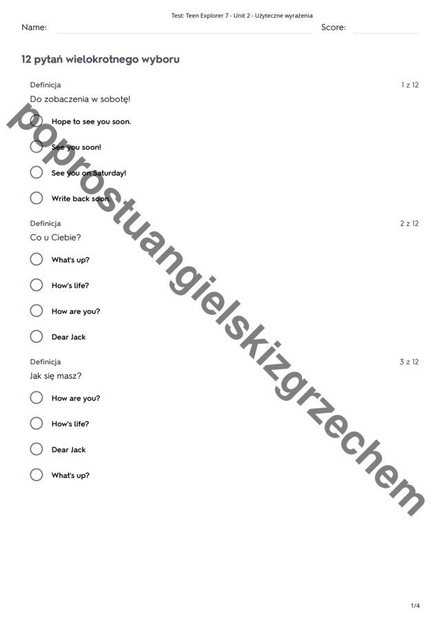 Teen Explorer 7 - Unit 2 - testy