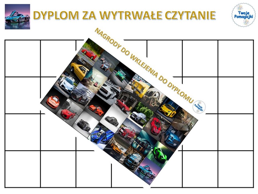Dyplom za czytanie - samochody