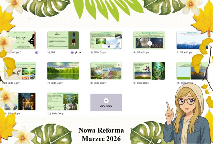 Prezentacja multimedialna w genial.ly do edycji „Krajobraz mojej okolicy” wykonana na podstawie podręcznika „Przyroda” Nowa Era. Przyroda 4. Dział „Moja okolica”.