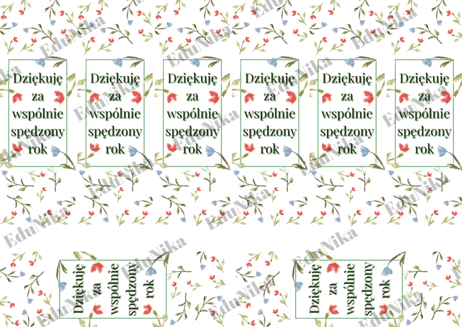 Zakładki na zakończenie roku, dwustronne, podziękowanie