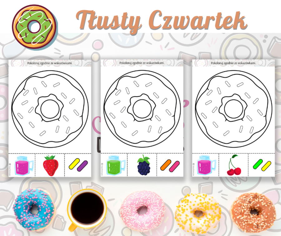 Tłusty Czwartek. Zestaw zadań. Bingo. Kolorowanki. Girlanda