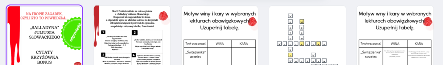 ,,Balladyna" Cytaty i krzyżówka! Motyw winy i kary! Idealna pomoc przed egzaminem i do pracy w grupach! Odpowiedzi!