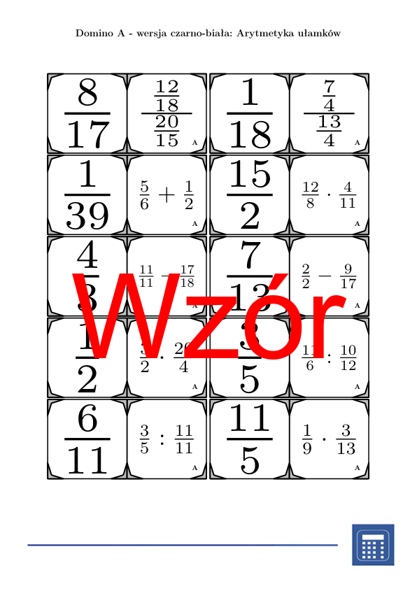 Domino - Arytmetyka ułamków | matematyka