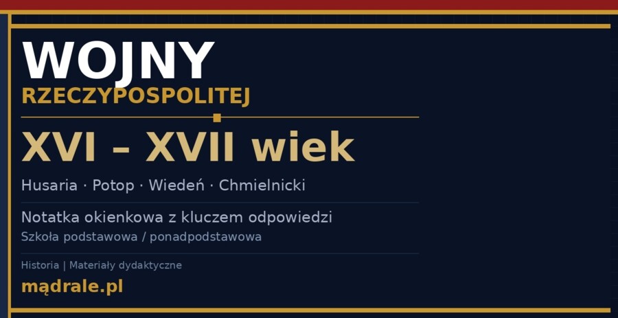 Notatka okienkowa „Wojny Rzeczypospolitej” + klucz odpowiedzi