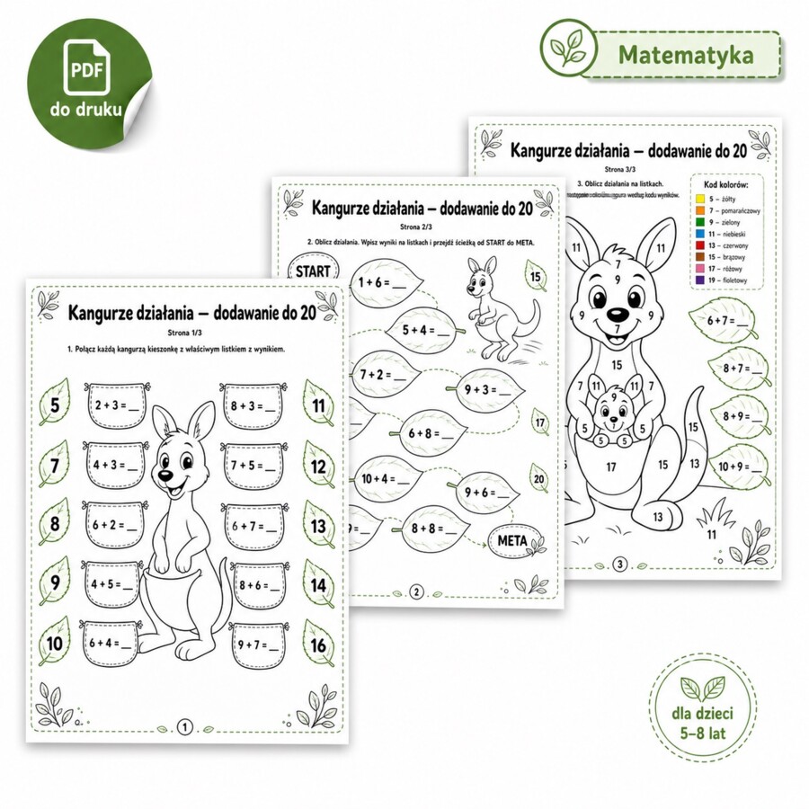 Kangurze działania - dodawanie do 20
