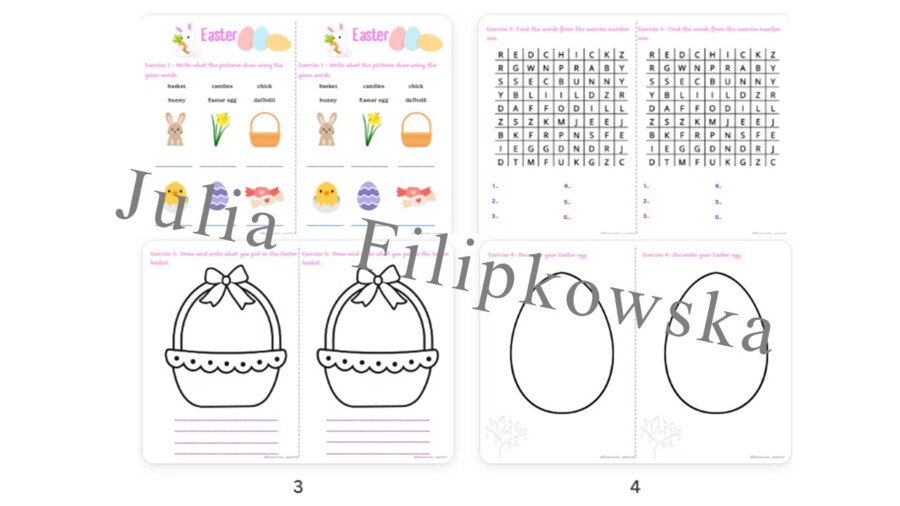 Wielkanocny zestaw zadań/ karta pracy/ zadania/ słownictwo/ Klasy 1-3/ SP 1-3/ Easter/ Wielkanoc/ Dzieci/ Gotowa lekcja