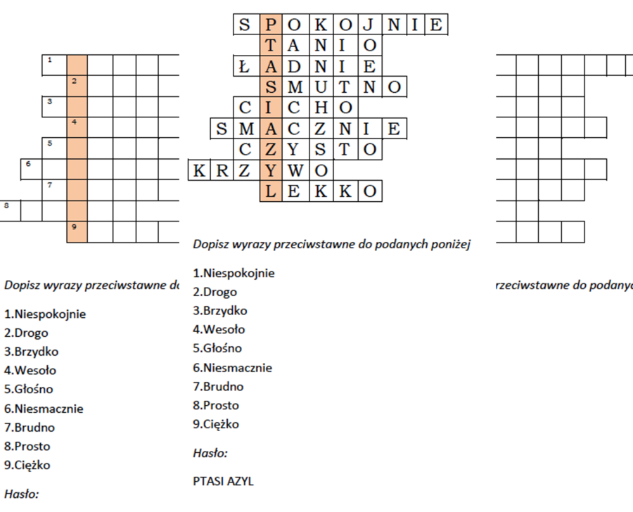 Logogryf dla klasy II do tematu o schronisku zwierząt