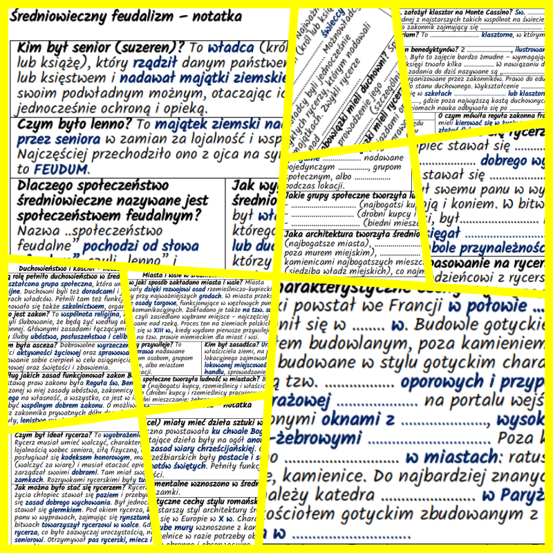 Kościół, społeczeństwo i kultura w średniowieczu – komplet notatek i kart pracy