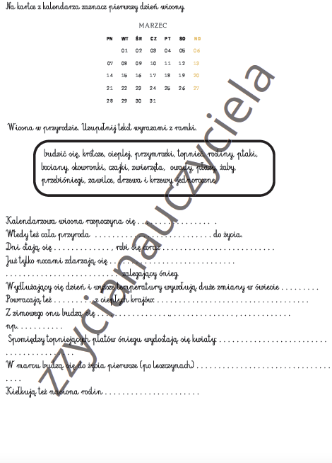 Wiosna - karty pracy