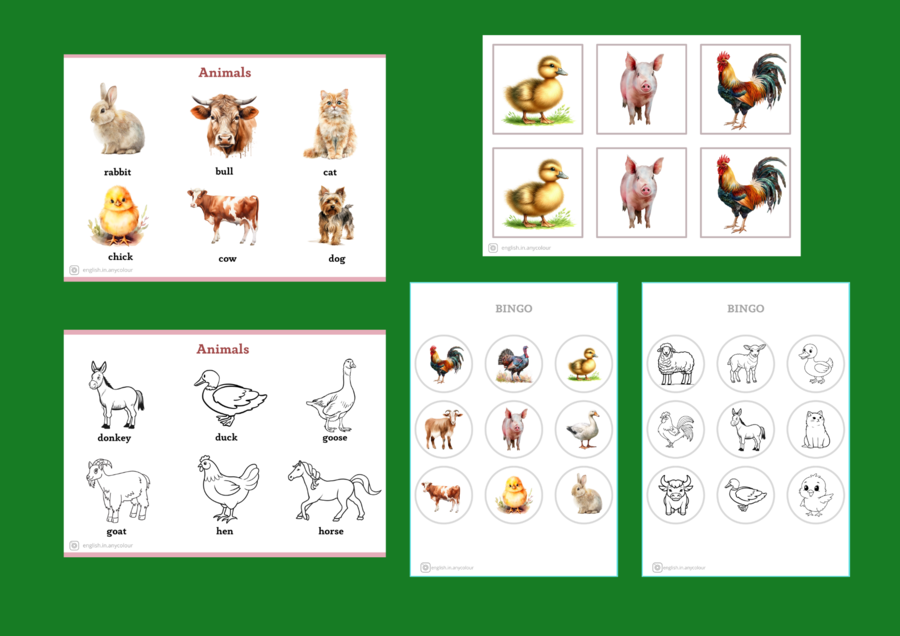 Angielski – komplet materiałów z zakresu leksykalnego ZWIERZĘTA; słowniczek, Memory, BINGO, ćwiczenia Materiał cyfrowy