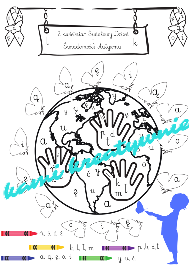 Światowy Dzień Świadomości Autyzmu - plakat z literkami