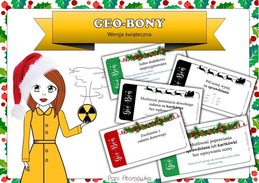 Klasa 5. Klasa 6. Klasa 7. Klasa 8. Geografia - GEO-BONY. Motywacyjne kupony bezpieczeństwa. Edycja świąteczna. Święta. Christmas.