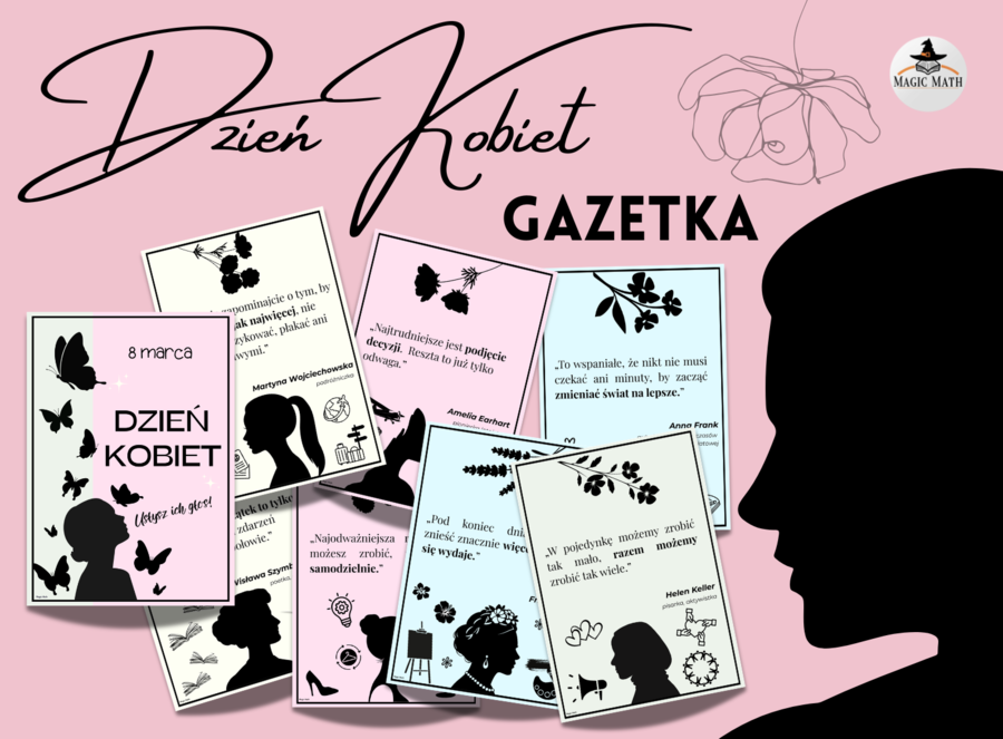 DZIEŃ KOBIET  - nowoczesna gazetka szkolna z cytatami mądrych i inspirujących kobiet (8 marca)