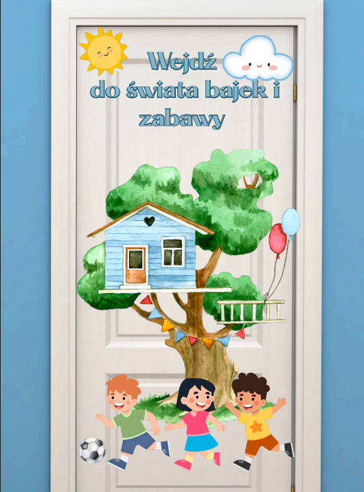 Leśna kraina zabawy – plakat i dekoracja na drzwi do przedszkola/ świetlicy/klasy