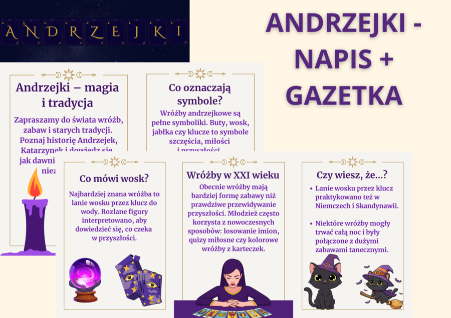 Andrzejki - gazetka szkolna, gazetka klasowa + napis
