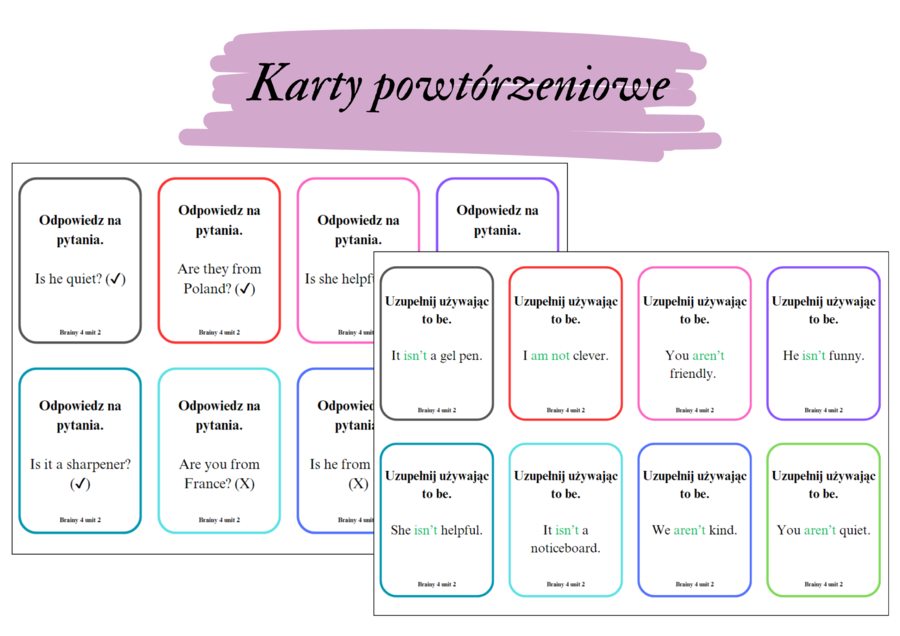 Brainy 4 unit 2 karty powtórzeniowe