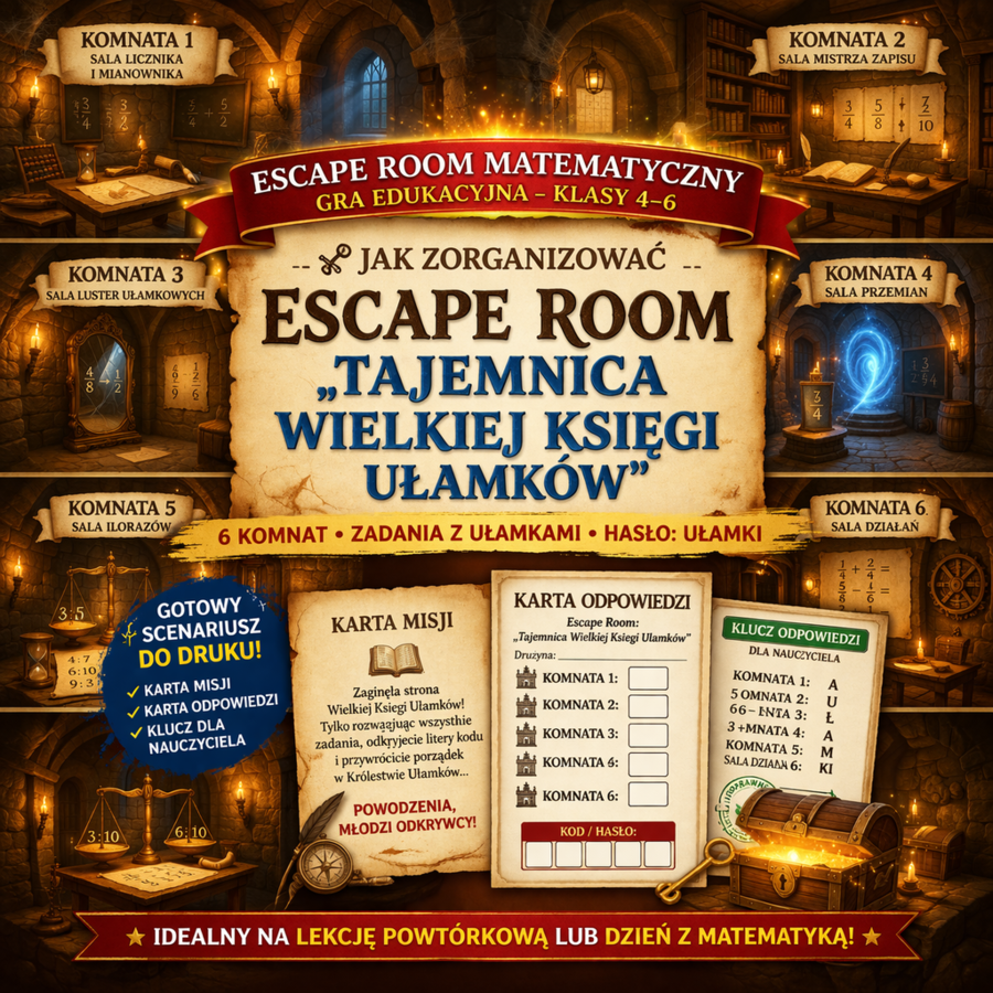 Escape room - Ułamki zwykłe klasa 4