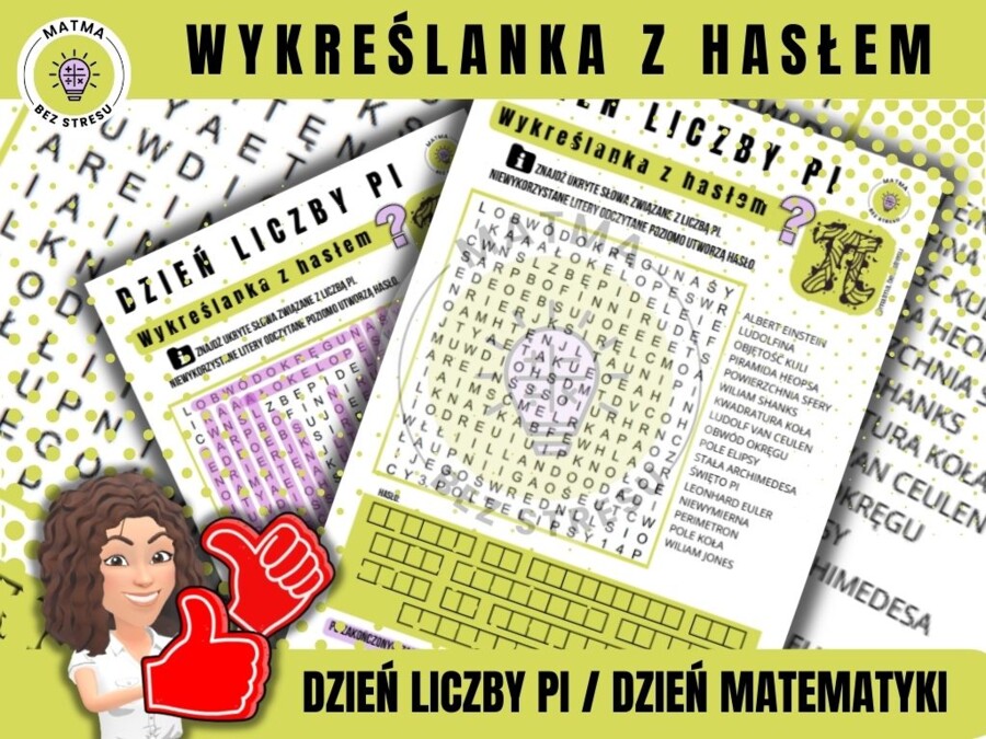 Wykreślanka z hasłem / Dzień Liczby Pi / Dzień Matematyki