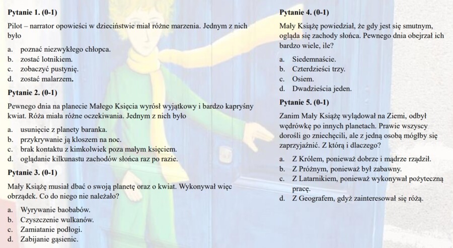 Test z lektury "Mały Książę"