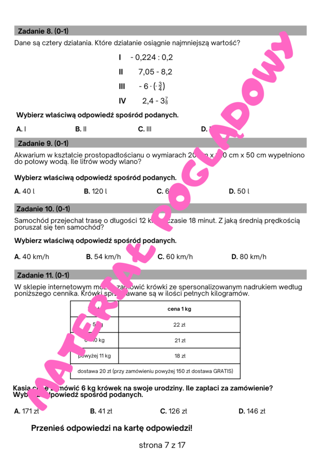 Próbny egzamin ósmoklasisty 2024/2025 matematyka