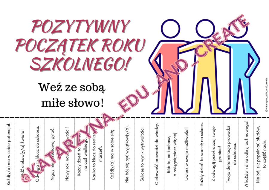 Nowy rok szkolny – karteczki z miłymi słowami