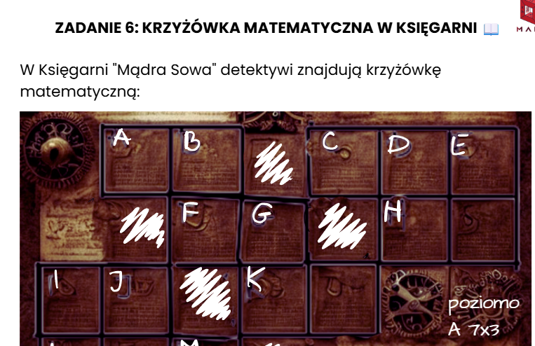 Złoty kompas równań - zagadka detektywistyczna klasa 3