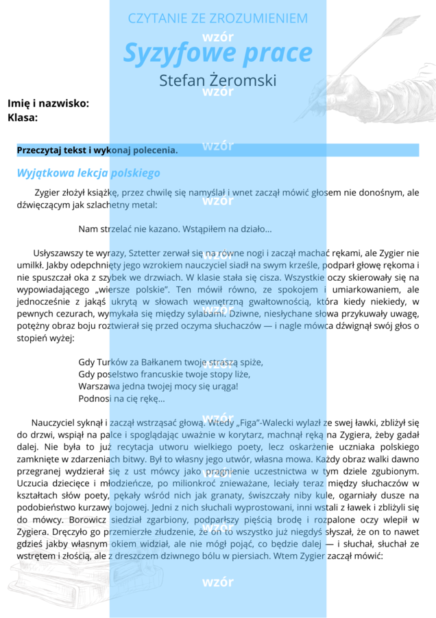 Syzyfowe prace - czytanie ze zrozumieniem