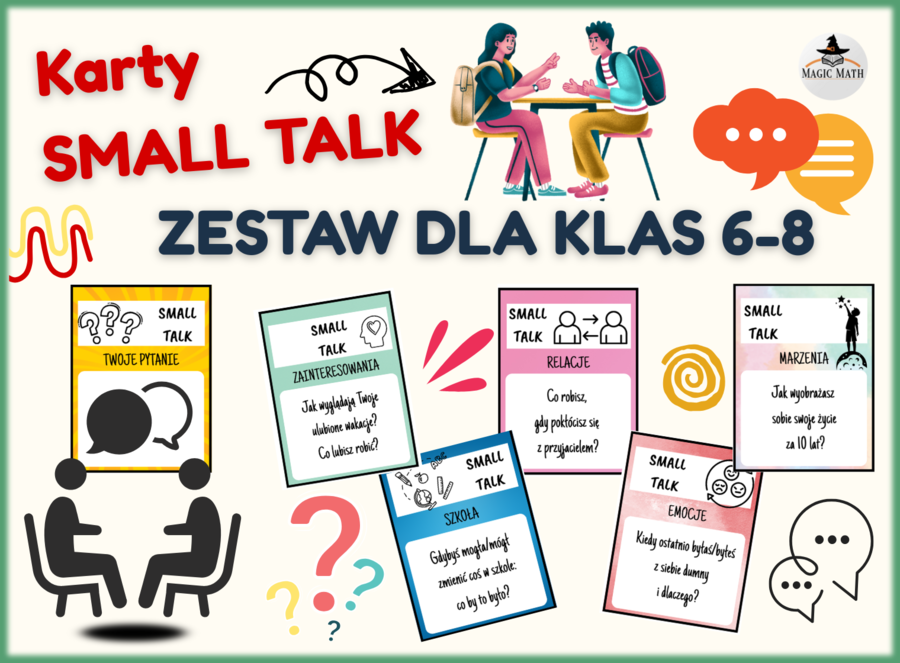 Karty SMALL TALK dla klas 6–8 – gotowe pytania na godzinę wychowawczą!