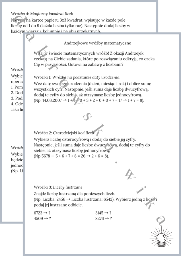 Andrzejkowe wróżby matematyczne
