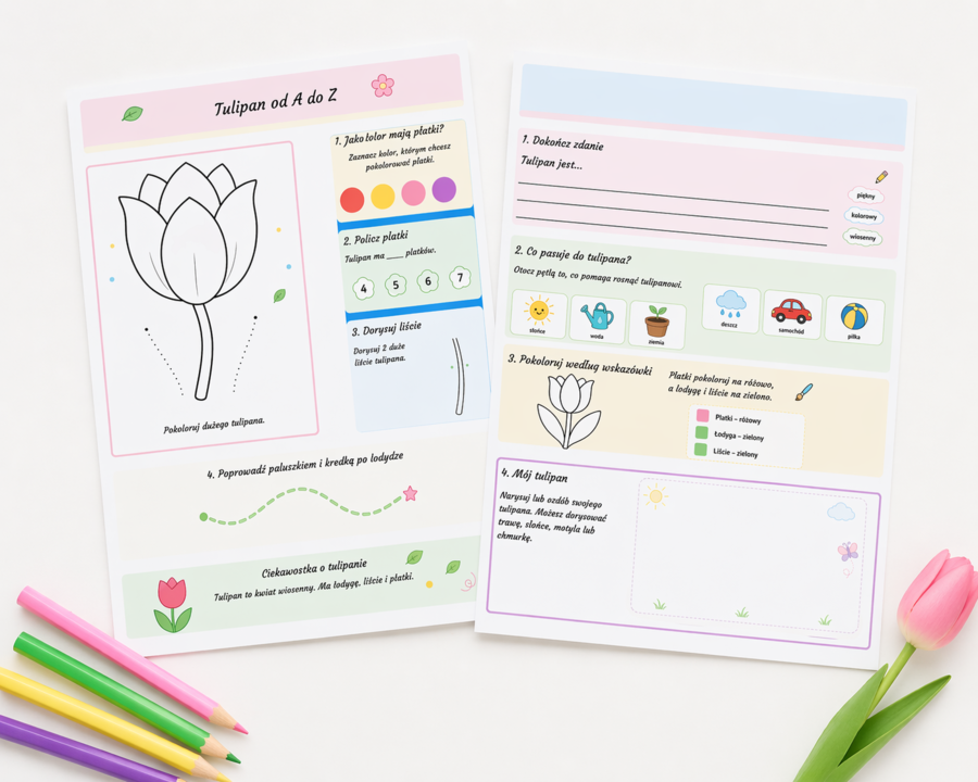 Tulipan od A do Z. Karta pracy dla 5-6 latków