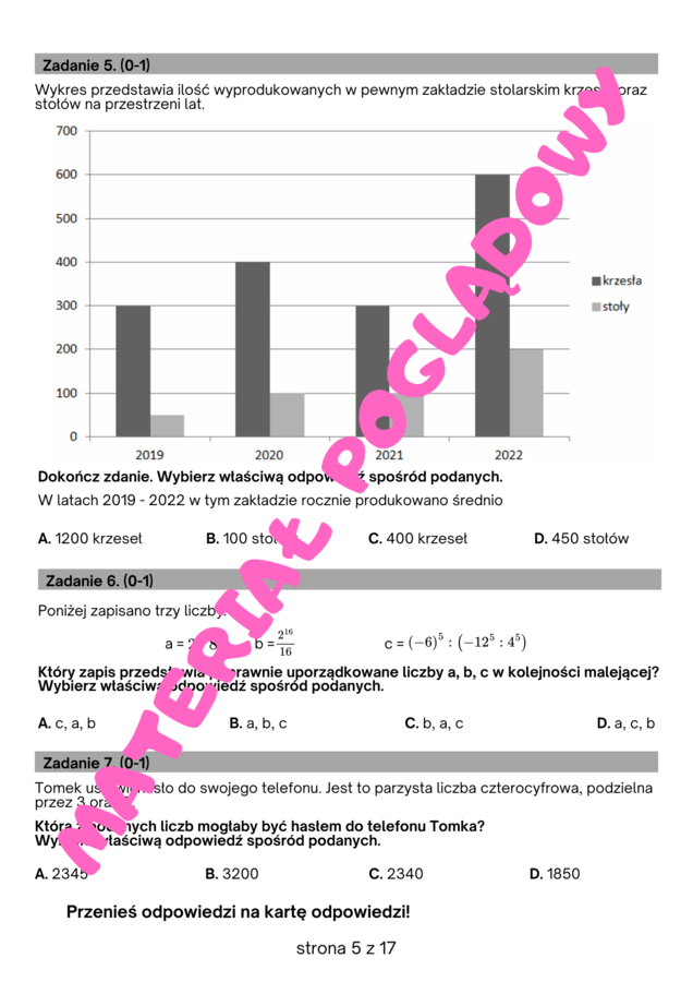 Próbny arkusz egzamin ósmoklasisty z matematyki 2024/2025. Arkusz nr 1 (aktualizacja)