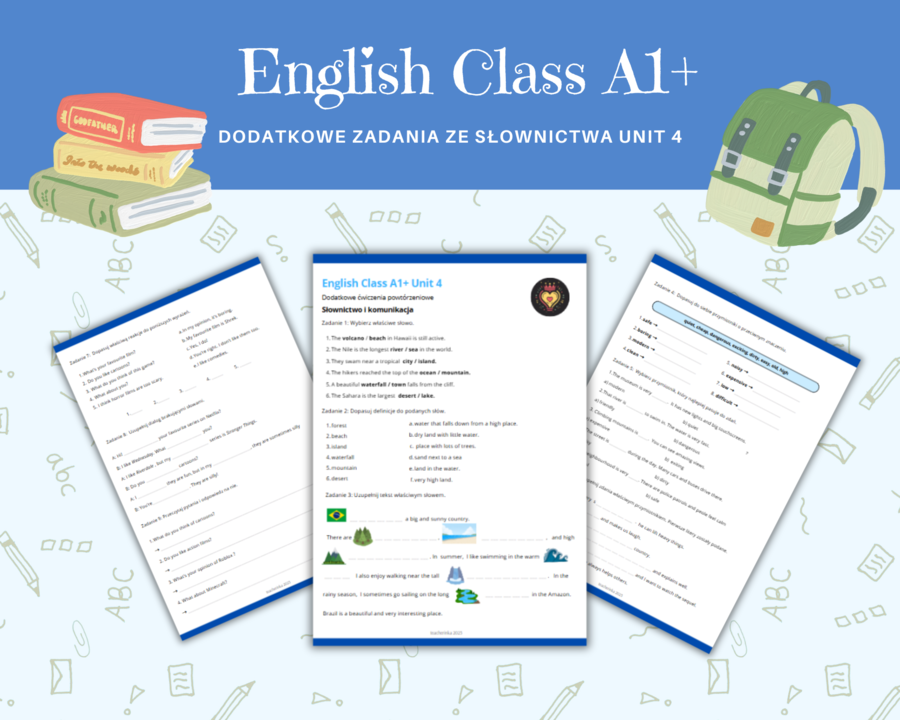 English Class A1+ Unit 4 Klasa 5 Słownictwo i komunikacja Ćwiczenia Dodatkowe materiały zadania Karty Pracy Przyroda i Krajobraz Przymiotniki