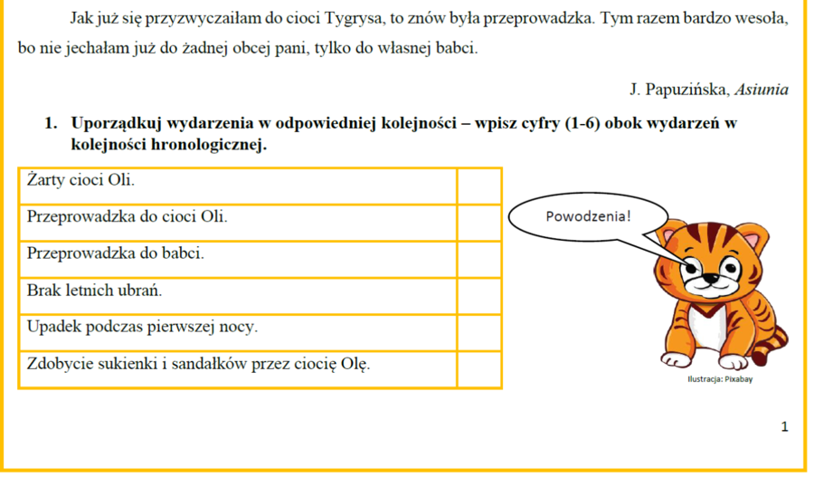 Poznaj Asiunię - czytanie ze zrozumieniem